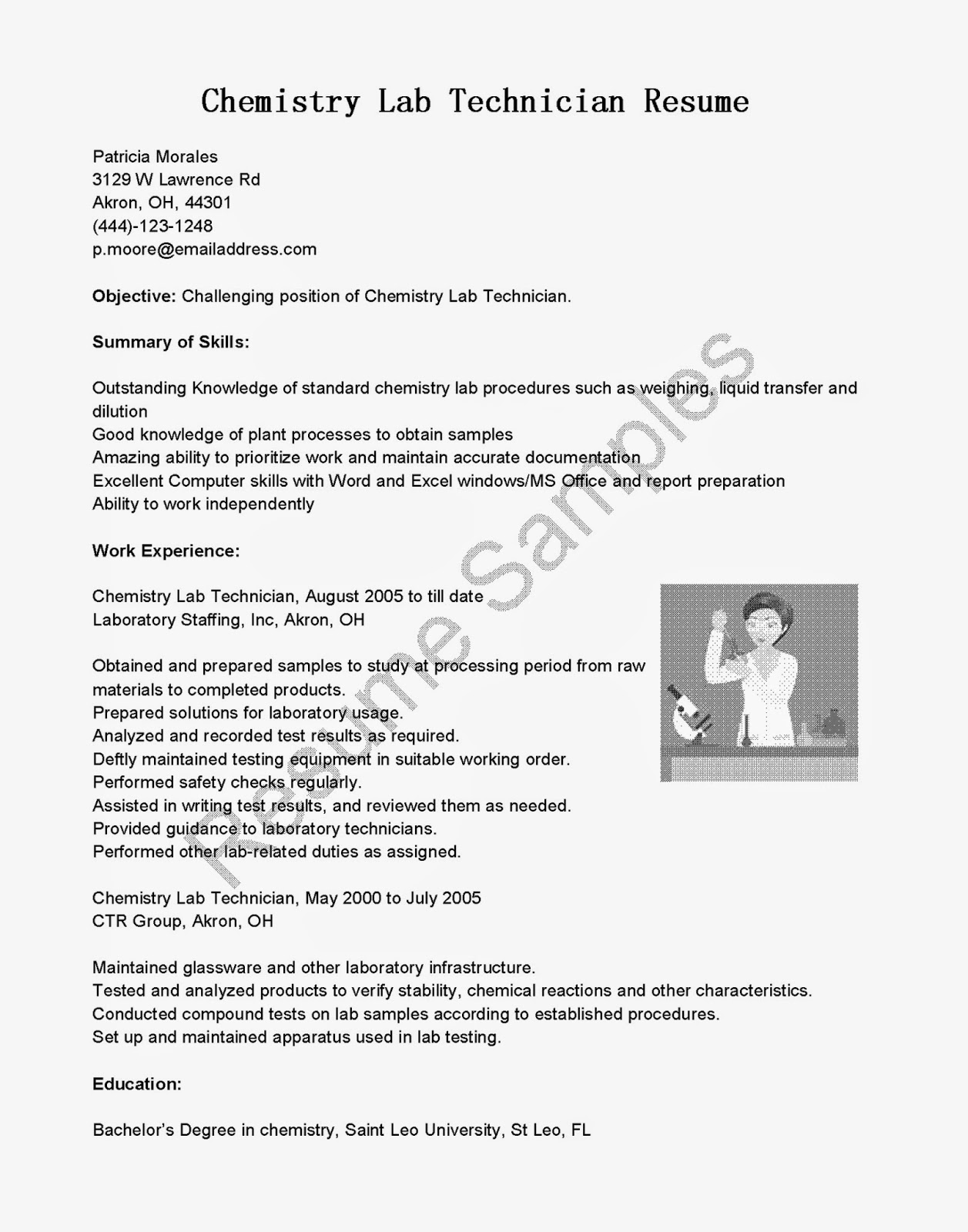 Water treatment technician resume